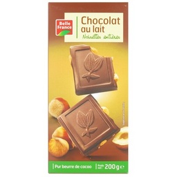[101246] CHOCOLAT LAIT NOISETTES ENTIERES BF TABLETTE 200 G