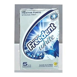 [143669] Freedent Multipack de 5 étuis de 10 dragées White Menthe Forte 70G