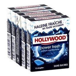 [141820] Hollywood Fresh Powerfresh s/sucres 5x10 Dragées 70g