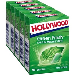 [141200] Hollywood Fresh Greenfresh s/sucres 5x10 Dragées 70g