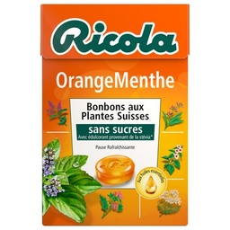 [123307] RICOLA PCP sans sucres boîte de 50g Orange Menthe Nouvelle recette