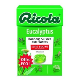 [121145] RICOLA sans sucres boîte de 50g Eucalyptus Stévia