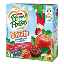 [330381] POM'POTES Compotes Gourdes 5 Fruits Rouges 4x90g