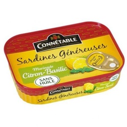 [506907] 1/5 Sardines marinade citron basilic sans huile 140g Connétable