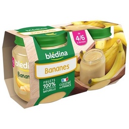 [545905] BLEDINA POTS FRUITS Mon 1er Petit Pot Bananes 2x130g Dès 4/6 mois