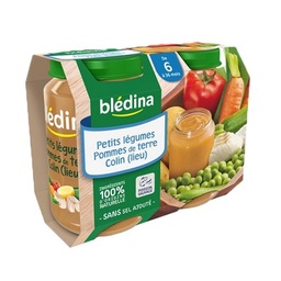 [555003] BLEDINA POTS Petits légumes Pommes de terre Lieu 2x200g dès 6 mois