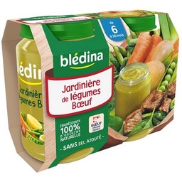 [559807] BLEDINA POTS Jardinière de légumes Bœuf 2x200g Dès 6 mois