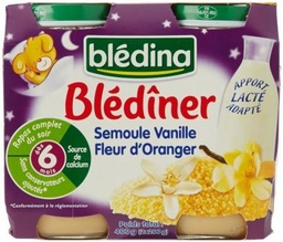 [546663] BLEDINER POTS 2x200g Semoule Vanille Fleur Oranger Dès 6 mois