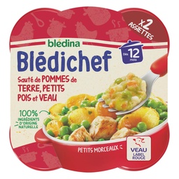 [549006] BLEDINA BLEDICHEF Sauté de Pommes de terre, Petits Pois et Veau 2x230g dès 12 mois