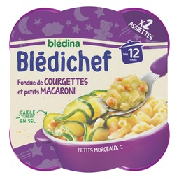 [549204] BLEDINA BLEDICHEF Fondue de Courgettes et Petits Macaroni 2x230g dès 12 mois