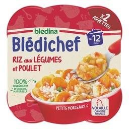 [549220] BLEDINA BLEDICHEF Riz aux Légumes et Poulet 2x230g Dès 12 mois