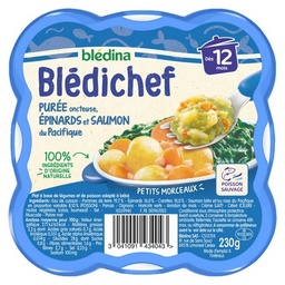 [549345] BLEDINA BLEDICHEF Purée onctueuse, Epinards et Saumon du Pacifique 230g Dès 12 Mois