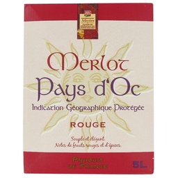 [634840] PAYS D OC MERLOT IGP ROUGE BF BIB 5 L