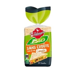 [660282] Pain de mie Bio sans croûte à la farine complète sans sucres ajoutés 330g