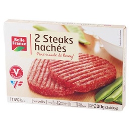 [944488] STEAK HACHE VBF 15 % MG X 2 BF ETUI 200 G