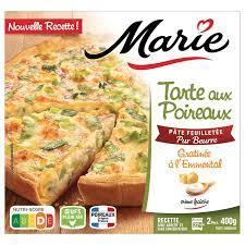 [942904] Tarte aux Poireaux Gratinée à l'Emmental - Pâte feuilletée Pur Beurre MARIE 400 G