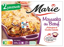 [956565] Moussaka au Bœuf Aubergines et tomates cuisinées, béchamel et oignons cuisinés MARIE 600G