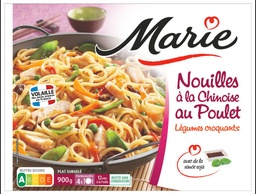 [946541] NOUILLES A LA CHINOISE AU POULET - LEGUMES CROQUANTS SAUCE SOJA ET FEVES 900G MARIE