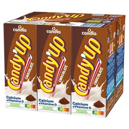 [162107] Boisson lactée goût chocolat stérilisée UHT, enrichie en vitamine D - Candy'Up - Candia - les 6 briques de 20cl