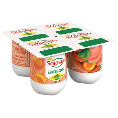 [663385] SOJASUN ABRICOT GOYAVE 4X100G FRUITS MIXES DESSERT VEGETAL