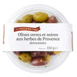 [923185] OLIVE VERTE NOIRE DENOYAUTEE HERBES DBF POT 150 G