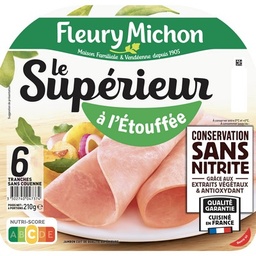 [960625] 6 tr. Jambon LE SUPERIEUR A l'étouffée Conservation Sans Nitrite