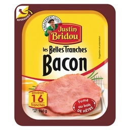 [916148] Bacon Justin Bridou fumé au bois de Hêtre - 16 Tranches - 160g