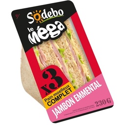 [935023] SODEBO SANDWICH MEGA CLUB 230G JAMBON EMMENTAL