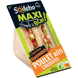 [950360] SODEBO SANDWICH MAXI SIMPLE&BON CLUB 190G POULET CRUDITES