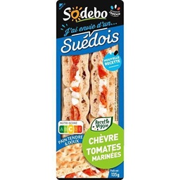 [934984] SODEBO SANDWICH SUEDOIS 135G CHEVRE TOMATES MARINEES