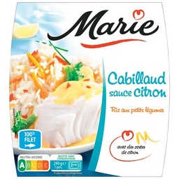 [954388] Cabillaud sauce citron, Riz aux petits légumes, crème fraîche et zestes de citron 290g MARIE 						

