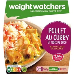 [718825] POULET AU CURRY ET NOIX DE COCO, RIZ AUX ECLATS DE LEGUMES 300G WW