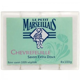 [811646] LE PETIT MARSEILLAIS SAVON EXTRA DOUX FABRICATION ANCIENNE CHÈVREFEUILLE 4X100G