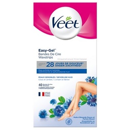 [844282] Veet EXPERT - 20 Bandes de Cire Froide Corps & Jambes - Peaux Sensibles - Finition Parfaite - Epilation Longue Durée