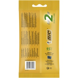 [830562] BIC 2 Sensitive Rasoirs Jetables pour Homme - Pochette de 10+5