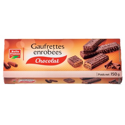 GAUFRETTES ENROBEES CHOCOLAT ETUI BF 150G