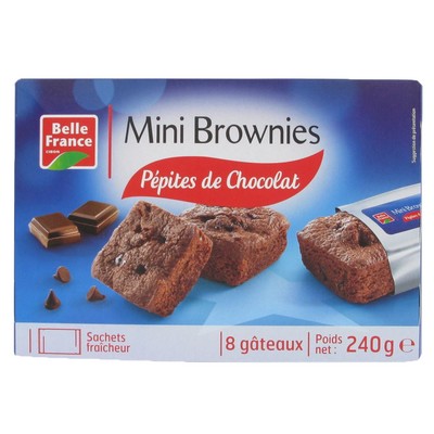 Mini Brownies with Chocolate Chips x8 Belle France Box 240g