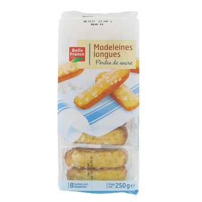 Long Madeleines with Sugar Pearls x16 Belle France Tray 250g