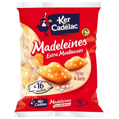 Pack of 16 Extra Soft Madeleines with Sugar Pearls 400g (Individually Wrapped)