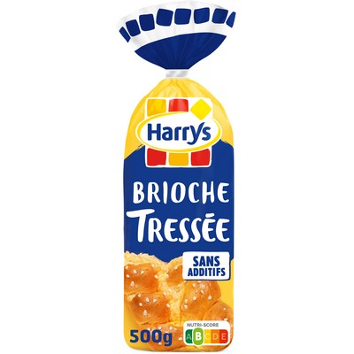 HARRYS BRIOCHE TRESSEE NATURE AU SUCRE PERLE SANS ADDITIFS 500G