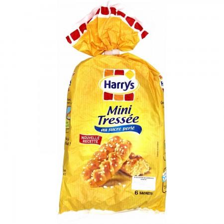 HARRYS BRIOCHE MINI TRESSEE NATURE AU SUCRE PERLE X 6