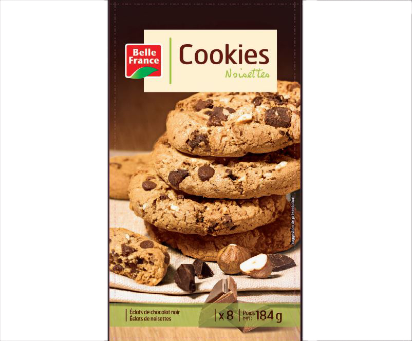 Maxi Dark Chocolate Hazelnut Cookies x8 Belle France 184g