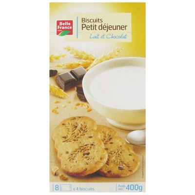Breakfast Biscuits Milk & Choco x32 Belle France Box 400g