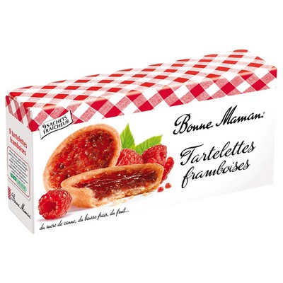 BONNE MAMAN - RASPBERRY TARTELETTE BISCUITS X9 PACKS - 135G BOX