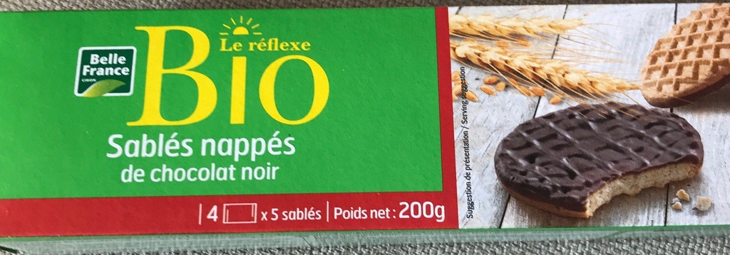 Organic Dark Chocolate-Covered Shortbread x20 Belle France 200g Box