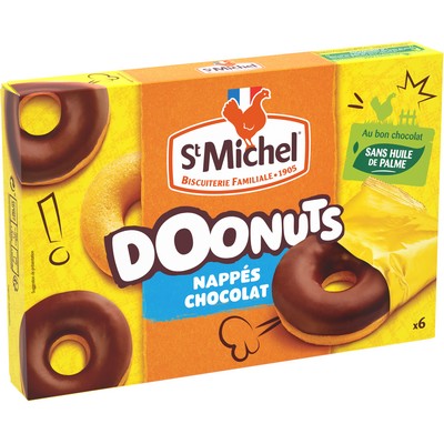 ST MICHEL - GÂTEAUX DOONUTS NAPPÉS CHOCOLAT X6 SACHETS - LE PAQUET DE 180G
