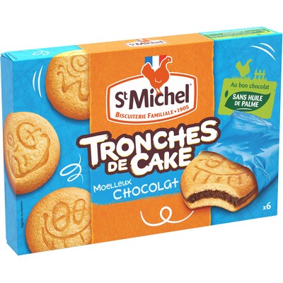 ST MICHEL - BISCUITS TRONCHES DE CAKE MOELLEUX CHOCOLAT X6 SACHETS - LE PAQUET DE 175G
