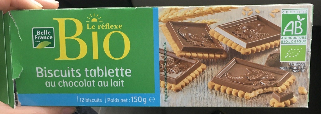 Organic Milk Chocolate Petit Beurre Biscuit Belle France 150g