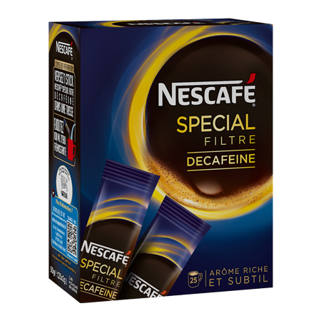 NESCAFÉ SPECIAL FILTRE Décaféiné, Café Soluble, Boîte de 25 Sticks