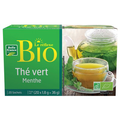 Organic Mint Green Tea x20 Bags Belle France Box